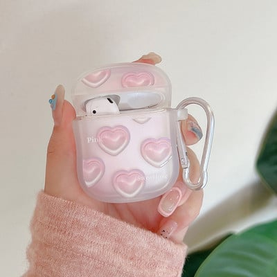 Husă pentru căști Pink Heart Candy pentru AirPods 1/2 3 Pro 2 Husă de protecție pentru AirPod 3rd Husă Sweet Rose Red Girls Shell Breloc