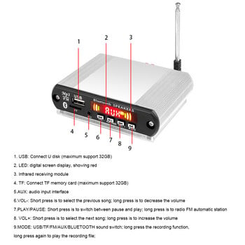 6W/30W усилвател Bluetooth MP3 декодерна платка Алуминиев комплект USB TF FM радио модул Безжичен MP3 плейър Рекордер за автомобилен комплект