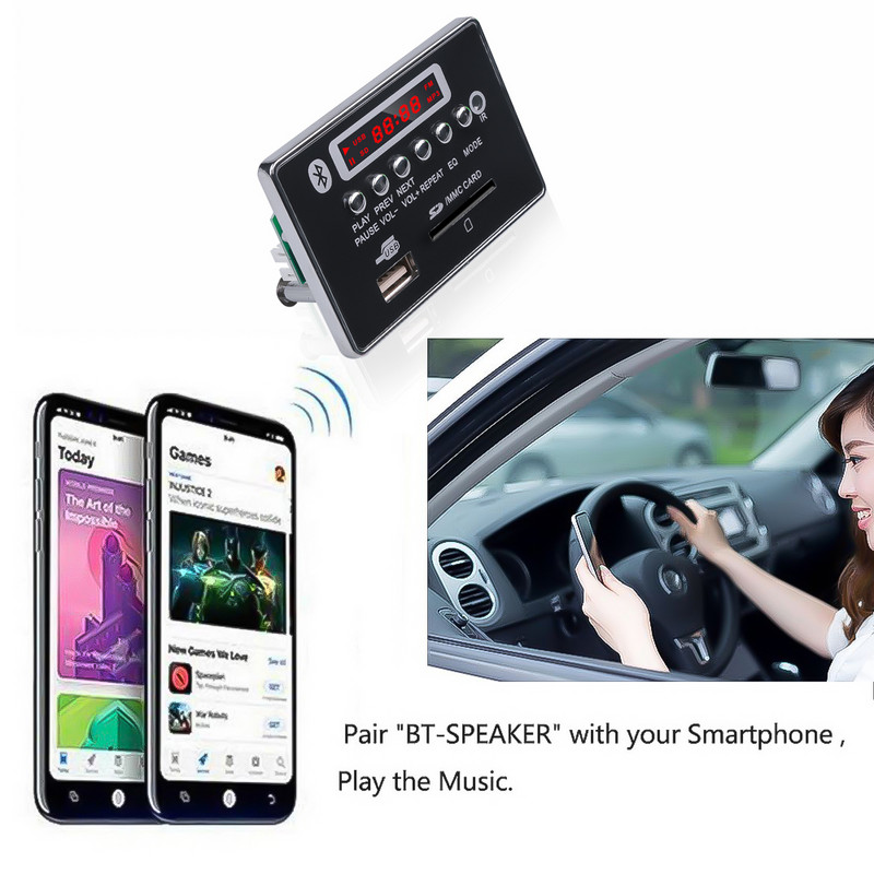 Placă de decodor MP3 hands-free kebidu Modul Bluetooth pentru mașină USB MP3 Player USB FM Aux Radio pentru mașină telecomandă integrată Nou