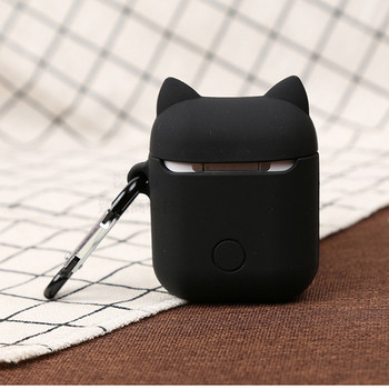 Χαριτωμένο κάλυμμα γάτας με γενειάδα για Apple Airpods 1 2 Μαλακή ασύρματη θήκη ακουστικών Bluetooth από σιλικόνη για Airpods Κέλυφος Charing Box