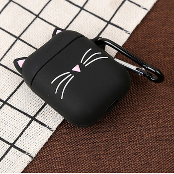 Χαριτωμένο κάλυμμα γάτας με γενειάδα για Apple Airpods 1 2 Μαλακή ασύρματη θήκη ακουστικών Bluetooth από σιλικόνη για Airpods Κέλυφος Charing Box