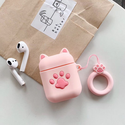 Husă drăguță de pisică cu barbă pentru Apple Airpods 1 2 Husă moale pentru căști Bluetooth fără fir din silicon pentru Airpods Charing Box Shell