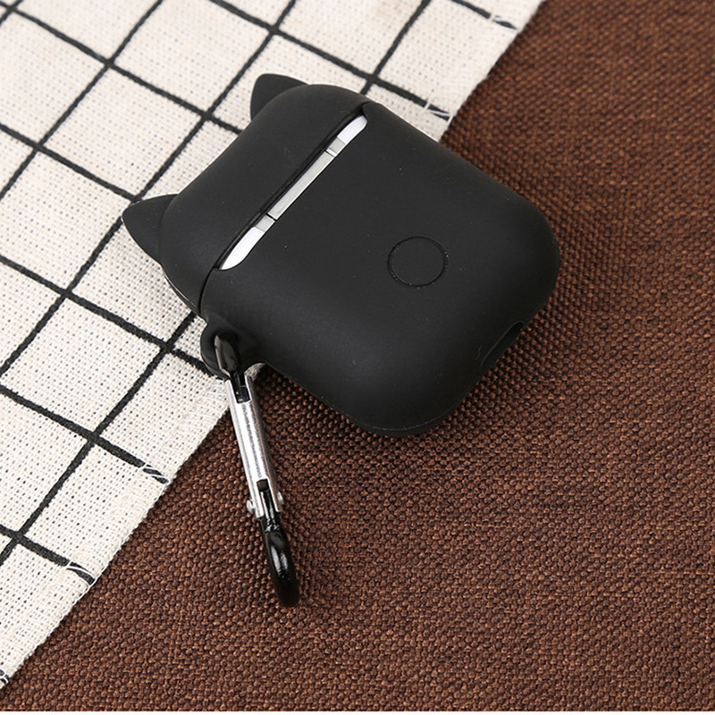 Husă drăguță de pisică cu barbă pentru Apple Airpods 1 2 Husă moale pentru căști Bluetooth fără fir din silicon pentru Airpods Charing Box Shell