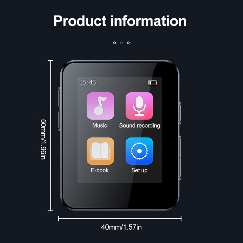 Player muzical MP3 Walkman Difuzor încorporat Player MP4 portabil Înregistrare Ceas cu alarmă Redare video cu microfon