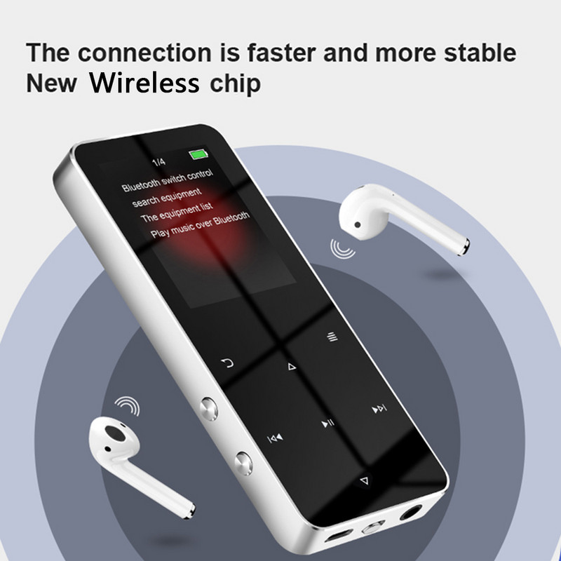 1,8-palcový TFT hudobný prehrávač s dotykovou obrazovkou, Bluetooth kompatibilný 5.0 MP3 hudobný prehrávač, FM rádio s nahrávaním elektronických kníh, vstavaný reproduktor