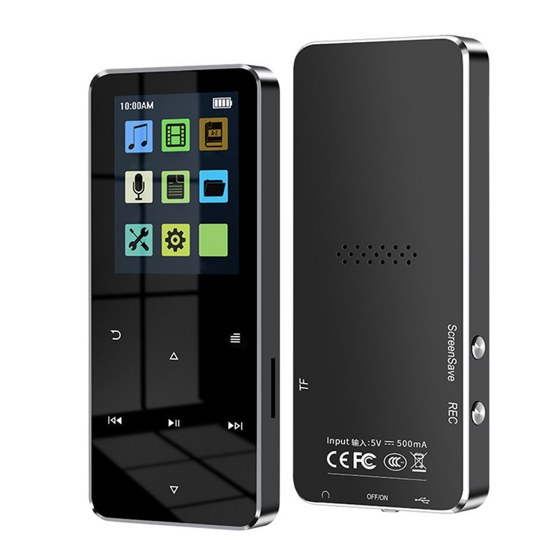 1,8-palcový TFT hudobný prehrávač s dotykovou obrazovkou, Bluetooth kompatibilný 5.0 MP3 hudobný prehrávač, FM rádio s nahrávaním elektronických kníh, vstavaný reproduktor