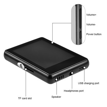 2022 Το νεότερο Bluetooth 5.0 Metal MP3 Player Ενσωματωμένο ηχείο με πλήρη οθόνη αφής με E-book ραδιόφωνο FM εγγραφή βίντεο MP4 player