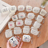 Világító aranyos virágos mosolygó szív AirPods tokok matt szilikon fülhallgató tok Apple AirPod Pro 2 3 1 sötétben világít horoggal