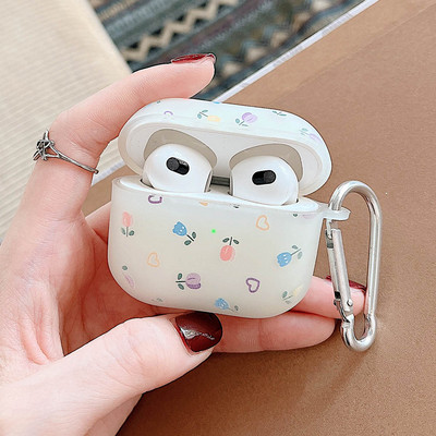 Világító aranyos virágos mosolygó szív AirPods tokok matt szilikon fülhallgató tok Apple AirPod Pro 2 3 1 sötétben világít horoggal