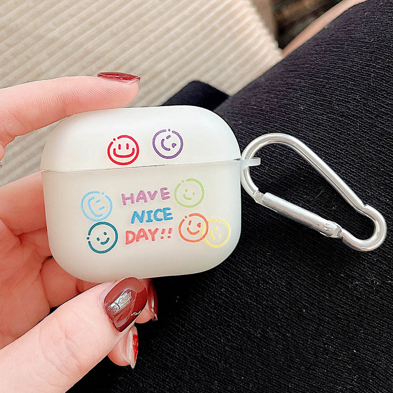 Világító aranyos virágos mosolygó szív AirPods tokok matt szilikon fülhallgató tok Apple AirPod Pro 2 3 1 sötétben világít horoggal