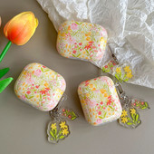 Koreai aranyos, friss virágok leveles tok kulcstartóval AirPodshoz 1 2 Pro Bluetooth fülhallgató tok AirPod 3 készülékhez 2 puha fejhallgató burkolat