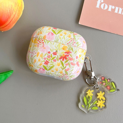 Koreai aranyos, friss virágok leveles tok kulcstartóval AirPodshoz 1 2 Pro Bluetooth fülhallgató tok AirPod 3 készülékhez 2 puha fejhallgató burkolat