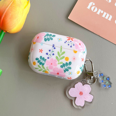 Koreai aranyos, friss virágok leveles tok kulcstartóval AirPodshoz 1 2 Pro Bluetooth fülhallgató tok AirPod 3 készülékhez 2 puha fejhallgató burkolat