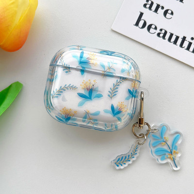 Koreai aranyos, friss virágok leveles tok kulcstartóval AirPodshoz 1 2 Pro Bluetooth fülhallgató tok AirPod 3 készülékhez 2 puha fejhallgató burkolat