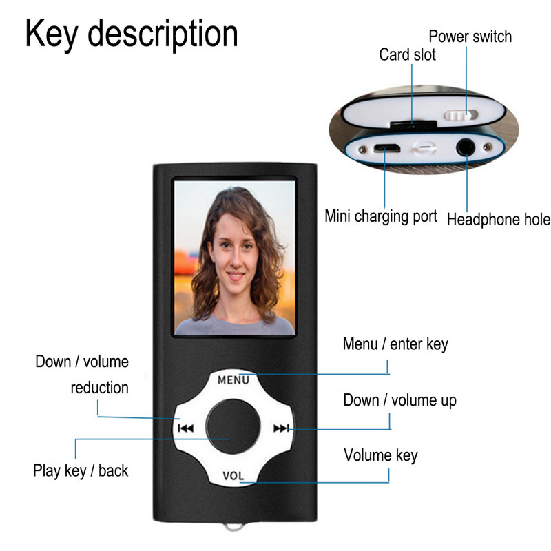 Player media digital MP4 Radio portabil FM Txt E-Book Player MP3 ultrasubtire Player muzical Recorder audio Audio Cadou pentru copii