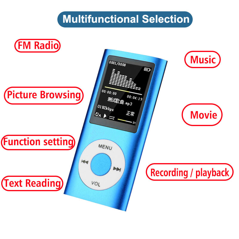 Sport Aranyos FM rádiókártya Mp3 Mp4 lejátszó hordozható 1,8" LCD-vel, zenei videó média Mp3 lejátszók iPod stílusú színes képernyőhöz