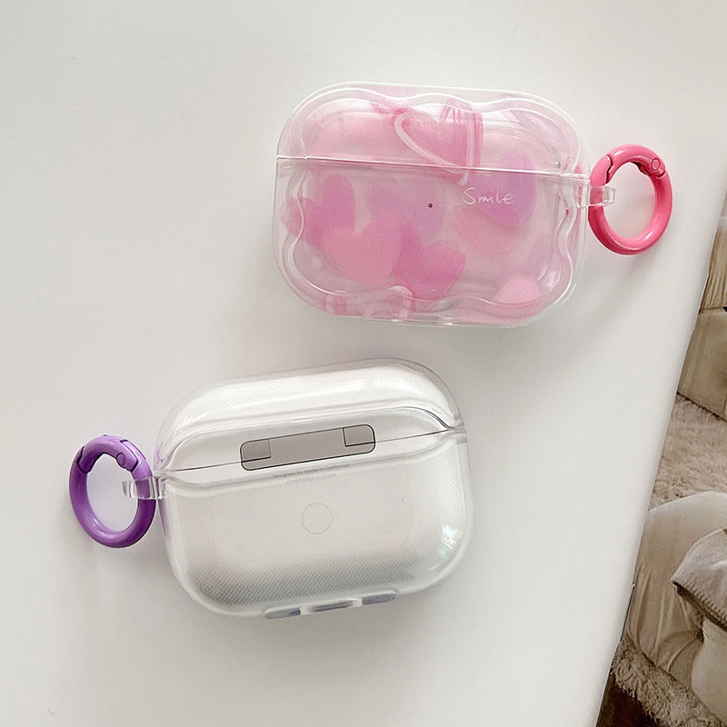 Graffiti Love Heart Pink Purpurinis ausinių dėklas, skirtas AirPods Pro 2 3 dėklas, skirtas AirPod Pro2 Minkštas TPU apsauginis dangtelis su raktų pakabu