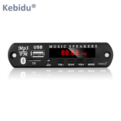 Kebidu Автомобилен MP3 плейър Безжичен Bluetooth 5.0 декодер Платка Модул Поддръжка TF карта/USB/FM аудио Музикален високоговорител 7V 12V
