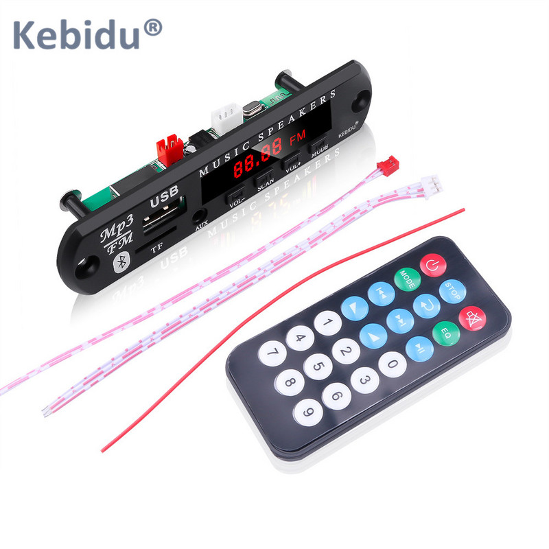 Kebidu Car MP3 Player Wireless Bluetooth 5.0 Modulul de placă de decodor Suport card TF/USB/FM Difuzor de muzică audio 7V 12V