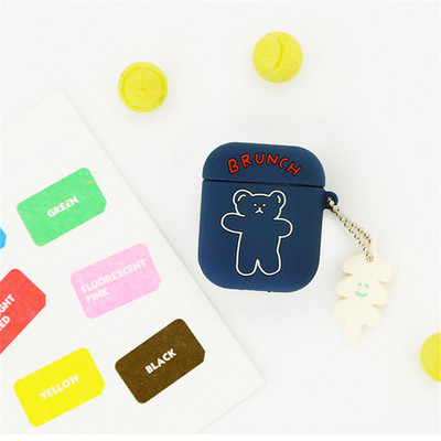 Χαριτωμένη θήκη για ακουστικά με σιλικόνη Brunch Bear για Airpods 3 2021 για Apple Airpods 1 2 Pro Απαλό κάλυμμα ακουστικών Bluetooth