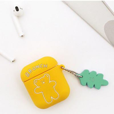 Χαριτωμένη θήκη για ακουστικά με σιλικόνη Brunch Bear για Airpods 3 2021 για Apple Airpods 1 2 Pro Απαλό κάλυμμα ακουστικών Bluetooth