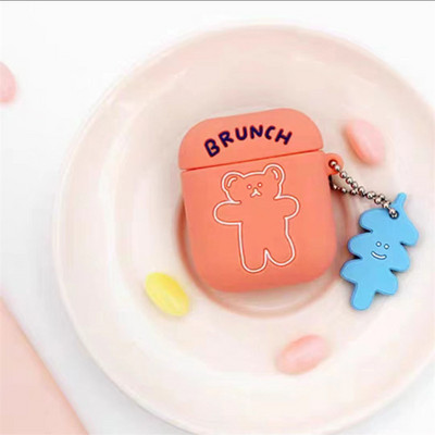 Χαριτωμένη θήκη για ακουστικά με σιλικόνη Brunch Bear για Airpods 3 2021 για Apple Airpods 1 2 Pro Απαλό κάλυμμα ακουστικών Bluetooth