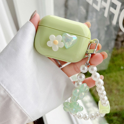 Avokado žalias dėklas, skirtas Apple AirPods 2 3 Love Heart Flower Pearl apyrankės dangtelis Air Pods 1 Pro minkštas silikoninis apsauginis dėklas