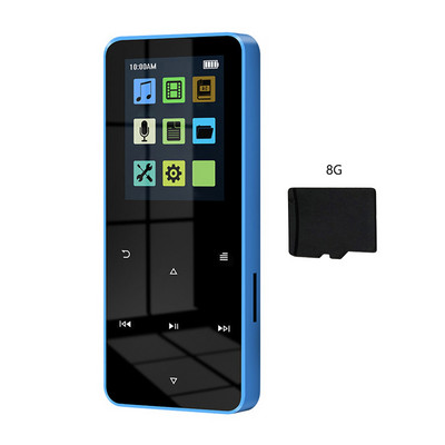 MP3 zenelejátszó Bluetooth 5.0 veszteségmentes HiFi hordozható audio Walkman FM/E-könyv/Rögzítő/MP4 videolejátszó beépített FM hangszóróval