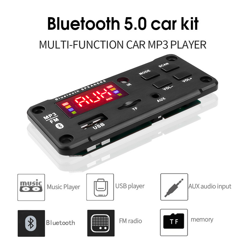 KEBIDU 12v*50W pojačalo Bluetooth V5.0 ploča MP3 dekodera Zaslon u boji MP3 player automobila USB modul za snimanje FM AUX radio