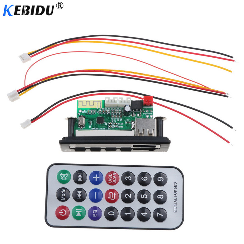 kebidu USB 3.5mm AUX Bluetooth V5.0 Mp3 dekóder tábla modul FM rádió vezeték nélküli vevő MP3 lejátszó 5V 12V zenei hangszóró autós készlet
