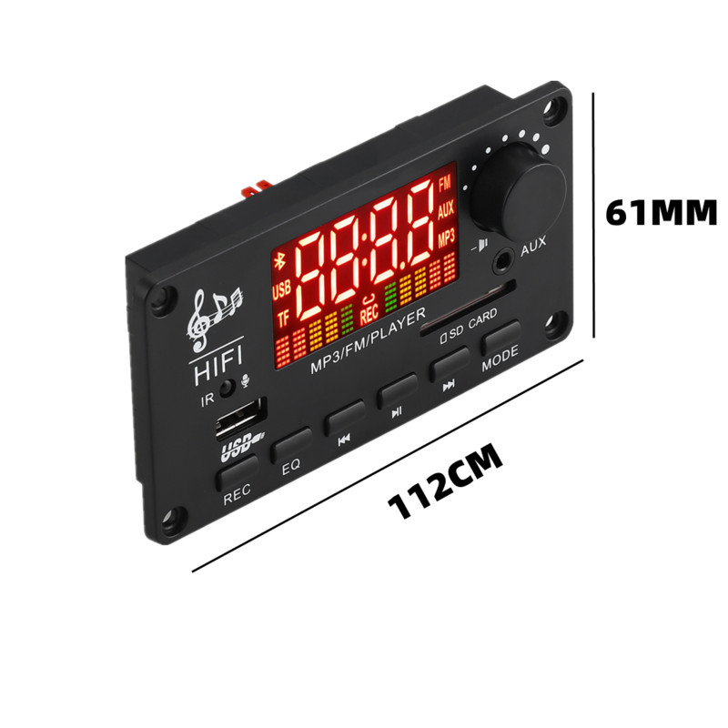 100 W stiprintuvas MP3 dekoderio plokštė Bluetooth5.0 automobilinis MP3 grotuvas USB įrašymo modulis FM AUX radijas, skirtas garsiakalbiui laisvų rankų įranga