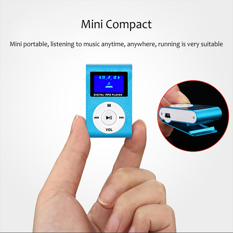 Mini LED ekranas Clip tipo Mp3 grotuvas USB įkraunamas nešiojamas sportinis muzikos Walkman su laidinėmis ausinėmis studentams vaikams
