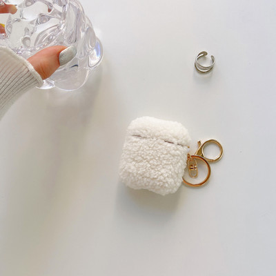 Mieli vienspalviai pliušiniai pliušiniai pūkuoti kailiniai ausinių dėklai, skirti Airpods 1 2 Pro 3 dangteliu su raktų pakabuku belaidžių ausinių įkrovimo dėžute