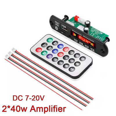 2*60W Bluetooth 5.0 MP3 dekodeerimisplaadi moodul juhtmevaba auto USB MP3 mängija TF kaardi pesa USB FM mikrofoniga Handsfree juhtimine