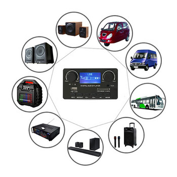 Υποστήριξη πλακέτας αποκωδικοποιητή MP3 Bluetooth 5.0 Handsfree Εγγραφή FM DC 12V MP3 WMA WAV APE FLAC Audio Player για αυτοκίνητο