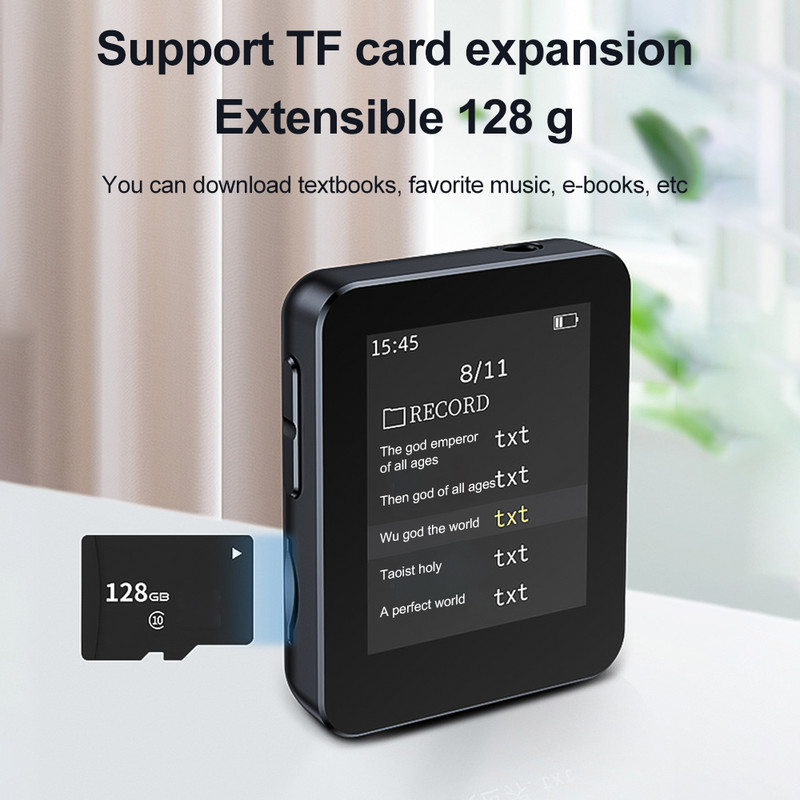 Player de muzică MP3 Redare externă Walkman MP4 Compact Mini portabil cu ecran P4 poate fi introdus Card/Înregistrare/Multifuncții