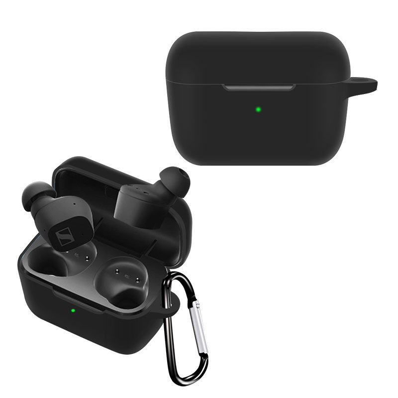 Forró, puha szilikon tok SENNHEISER CX True Wireless, vízálló, vezeték nélküli, vezeték nélküli fülhallgató fedél töltődoboz táskákhoz horggal