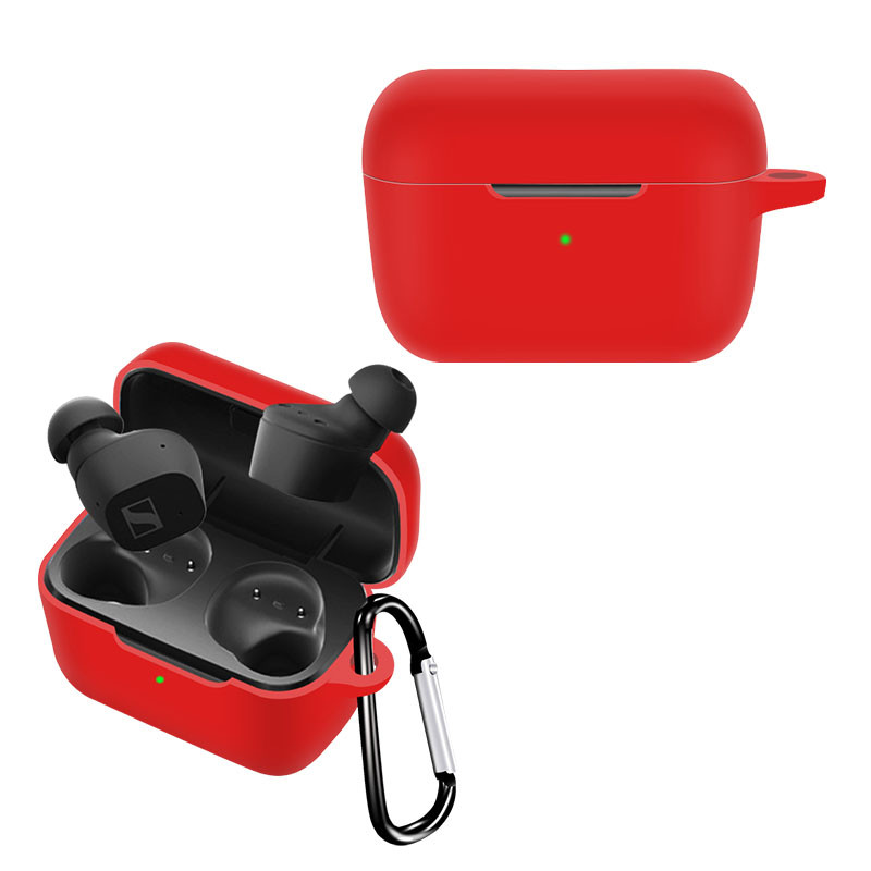 Forró, puha szilikon tok SENNHEISER CX True Wireless, vízálló, vezeték nélküli, vezeték nélküli fülhallgató fedél töltődoboz táskákhoz horggal
