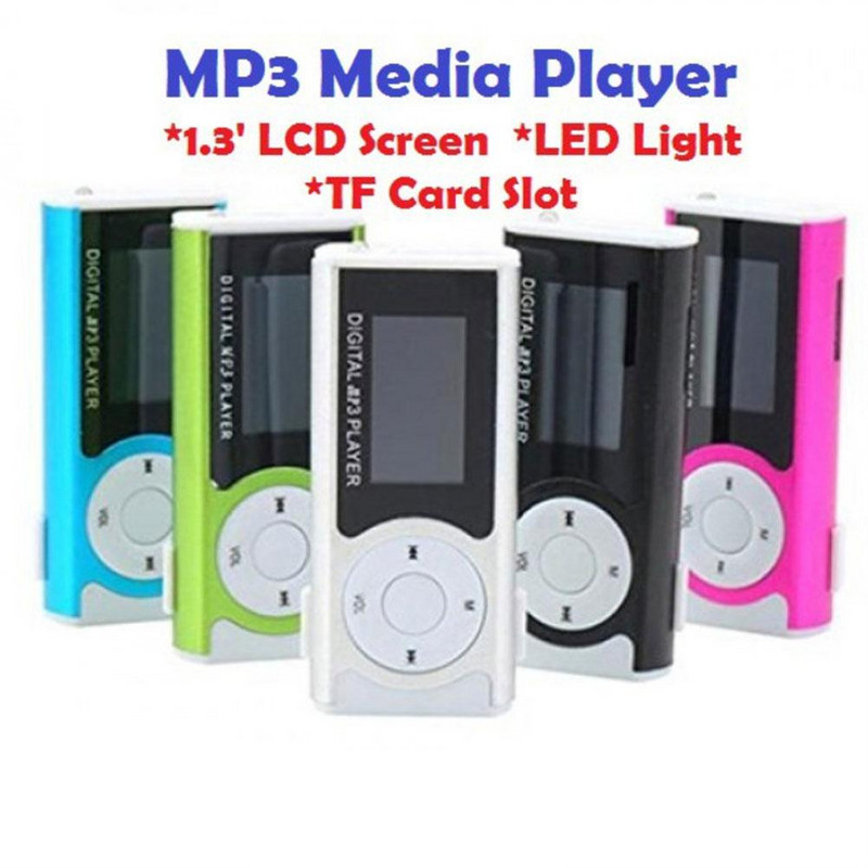 Uzlādējams MP3 LCD ekrāns mūzikas atskaņotājs ar austiņām Led gaismas atbalsts Ārējais Micro Tf SD kartes mikrofons Stereo bezmaksas austiņas