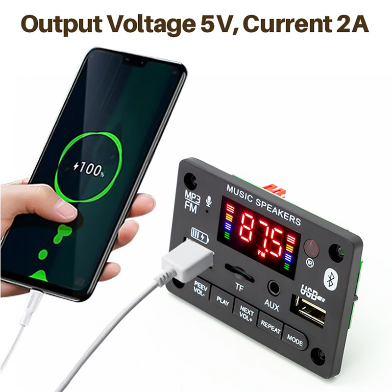 DC 5V-20V vezeték nélküli MP3 lejátszó Bluetooth dekódoló tábla 2x40W erősítő autós töltő FM rádió kihangosító hívásrögzítő modul