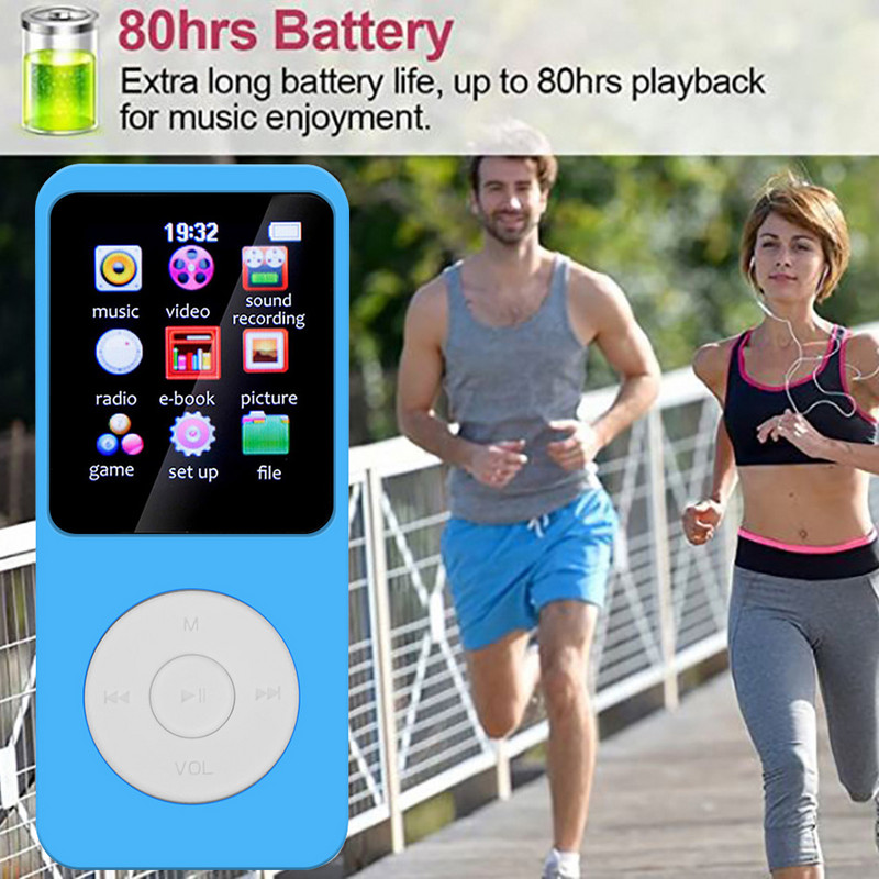 1,8 hüvelykes színes képernyő MP3 MP4 zenelejátszó Beépített hangszóró Mini Walkman Bluetooth-kompatibilis 5.0 Suppprt TF kártya Windows XP rendszerhez