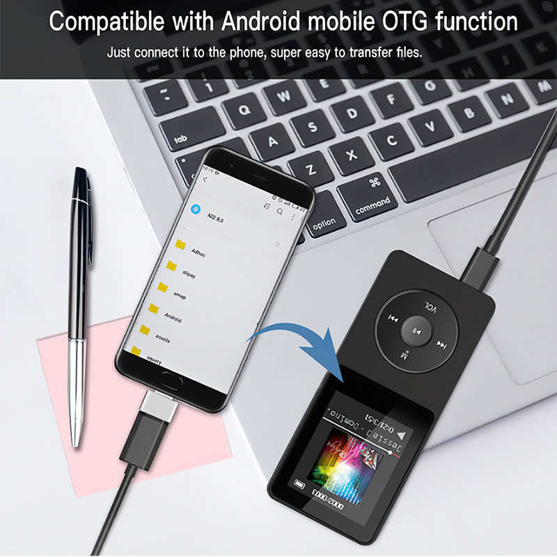 1,8 hüvelykes Bluetooth MP3 MP4 zenelejátszó Digitális médialejátszók Mini Walkman Nincs memória FM rádió E-könyv felvevő Beépített hangszóró