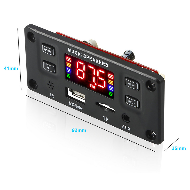 2 X 30W stereo 60W pojačalo USB TF FM radio modul, zaslon u boji, modul dekodera kompatibilan s Bluetoothom i daljinskim upravljačem za automobil
