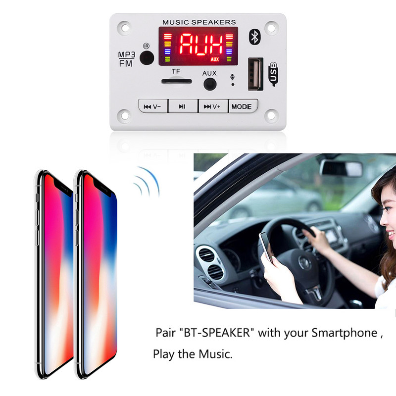 kebidu 5V 12V Bluetooth 5.0 Hands-free MP3 player ploča dekodera Auto FM radio modul podrška FM TF USB AUX snimači