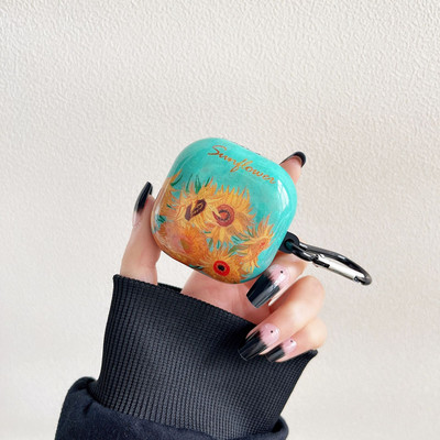 Plastična torbica s uljnim slikama Sunčevog cvijeta za Samsung Galaxy Buds Pro/Live /2 s mekim poklopcem u obliku ključa za masku Galaxy Buds Pro