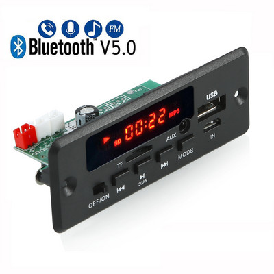 50W erősítő Bluetooth 5.0 MP3 dekóder tábla 12V 5V vezeték nélküli zenelejátszó audio modul USB TF AUX FM rádió hangszóróhoz kihangosítóhoz