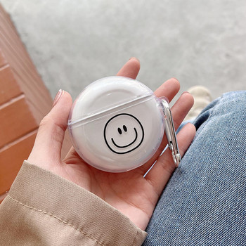 Прост прозрачен усмихнато лице, сладък калъф за слушалки за Huawei Freebuds 4/3 4i 5i 4e Мек силиконов капак на кутията за зареждане на Bluetooth слушалки