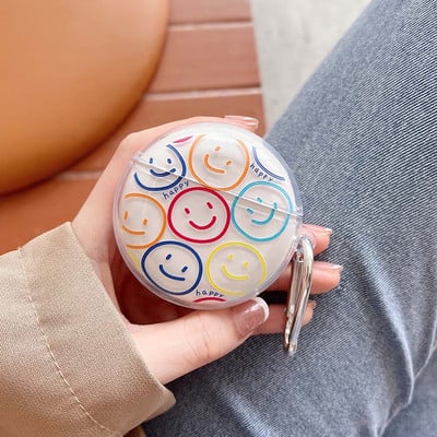 Simple Clear Smiley Face armas kõrvaklappide ümbris Huawei Freebuds 4/3 4i 5i 4e pehme silikoonist Bluetooth-peakomplekti laadimiskarbi kate