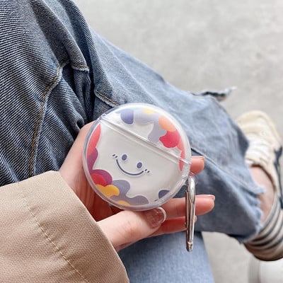 Simple Clear Smiley Face armas kõrvaklappide ümbris Huawei Freebuds 4/3 4i 5i 4e pehme silikoonist Bluetooth-peakomplekti laadimiskarbi kate