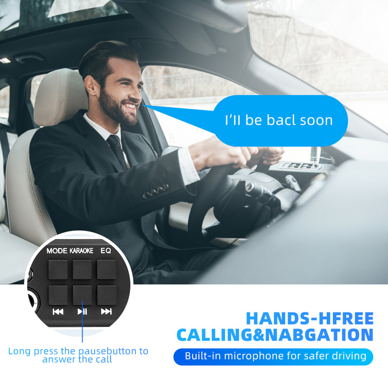 2*40W 80W erősítő Bluetooth DIY MP3 dekóder tábla 12V autós MP3 lejátszó mikrofon FM rádió modul TF USB kihangosító hívásrögzítés